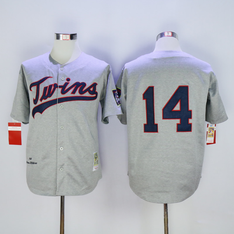 Men Minnesota Twins #14 Hrbek Grey Throwback 1969 MLB Jerseys